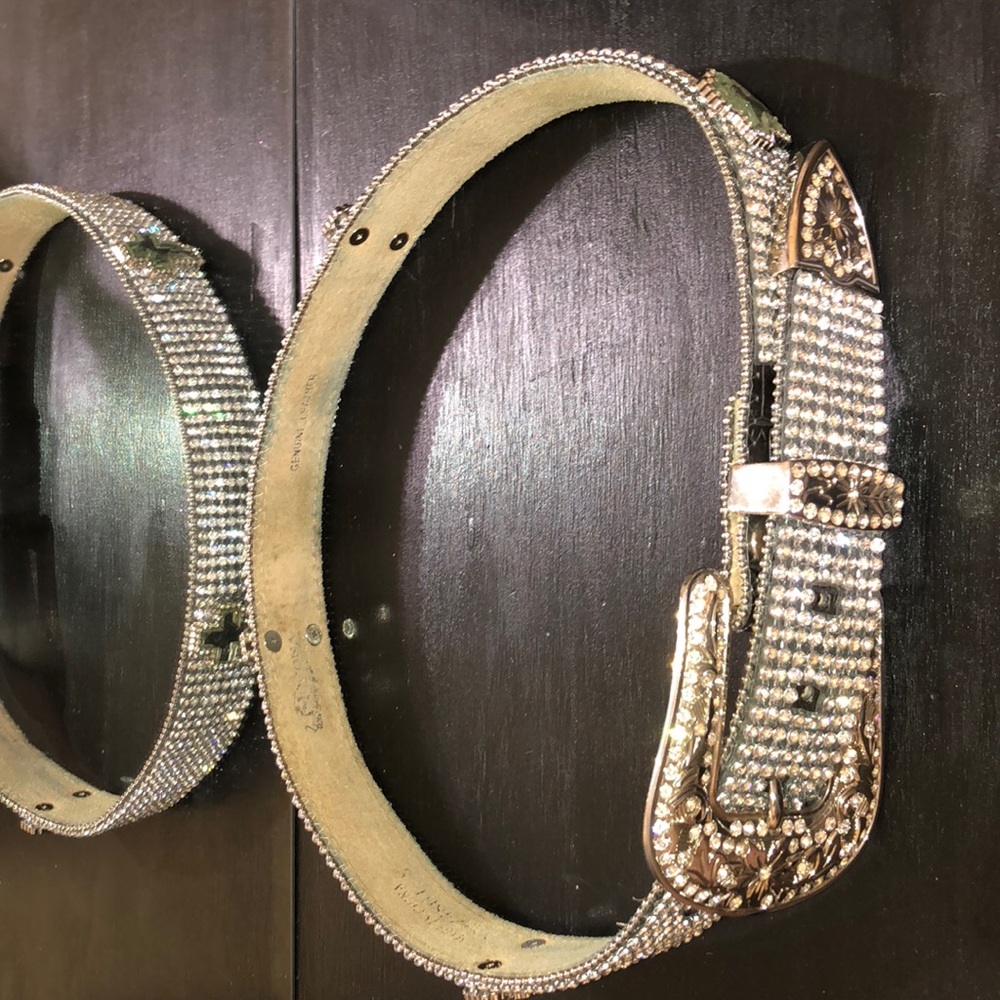 Genuine Leather Belt with Diamonds
